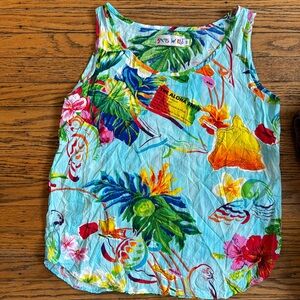 Vintage Y2K Jams World Island Life Aloha State Hawaii Map Floral Dress M 1990s